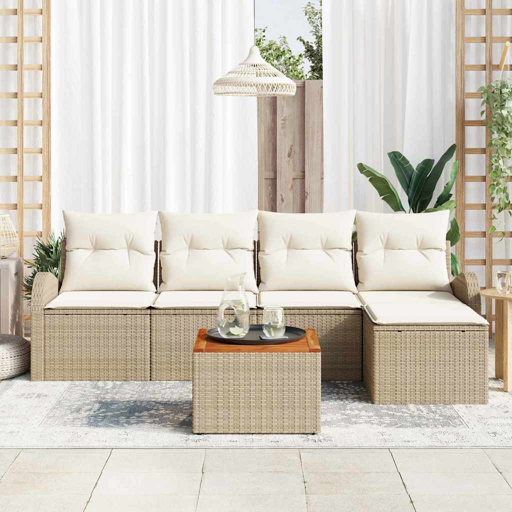 Ensemble De Canapé De Jardin 6 Pc Beige Et Crème Polyrotin
