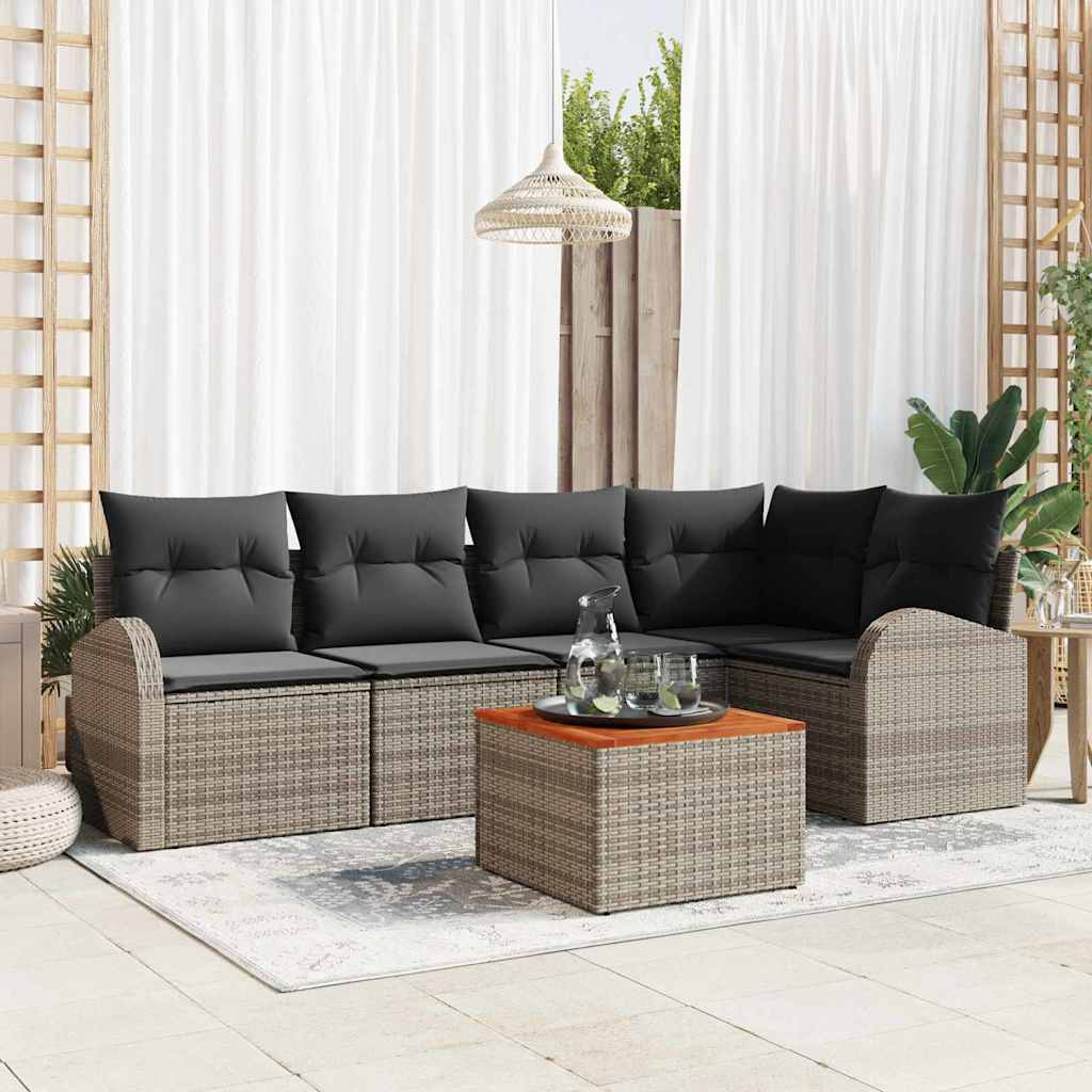 Ensemble De Canapé De Jardin 6 Pc Polyrotin