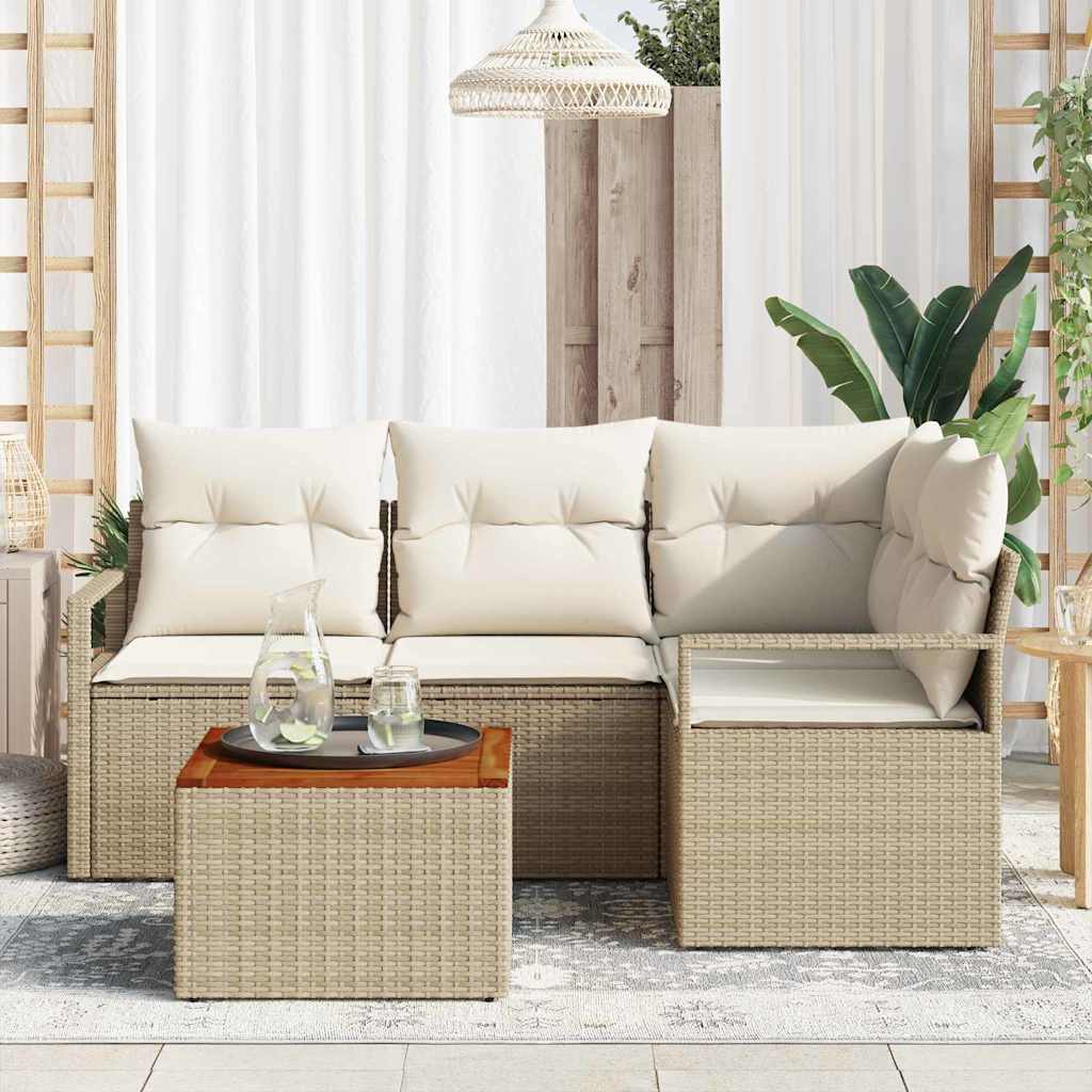 Ensemble De Canapé De Jardin 5 Pc Beige Et Crème Polyrotin