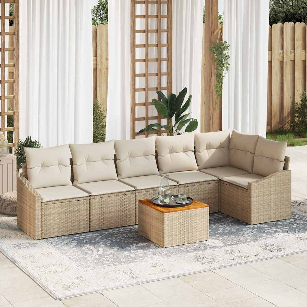 Ensemble De Canapé De Jardin 7 Pc Beige Et Crème Polyrotin