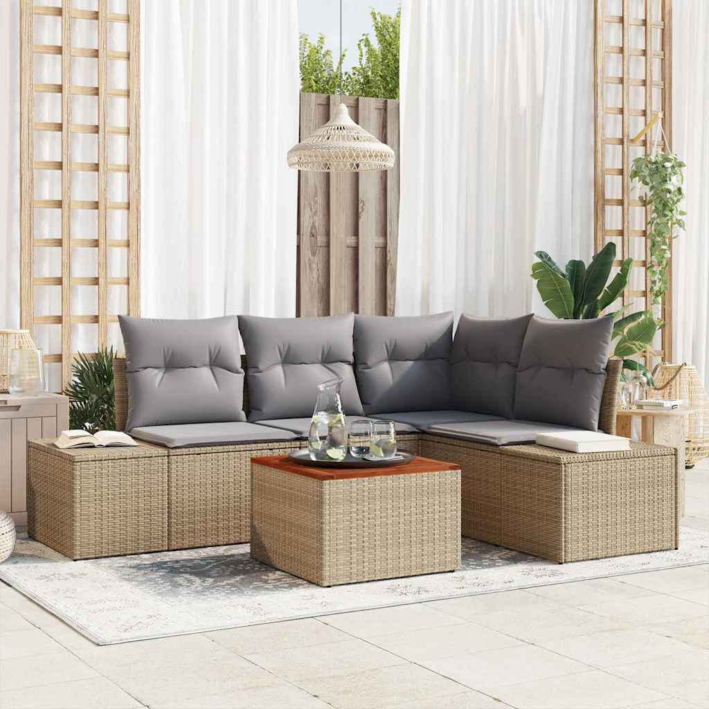 Ensemble De Canapé De Jardin 5 Pc Polyrotin