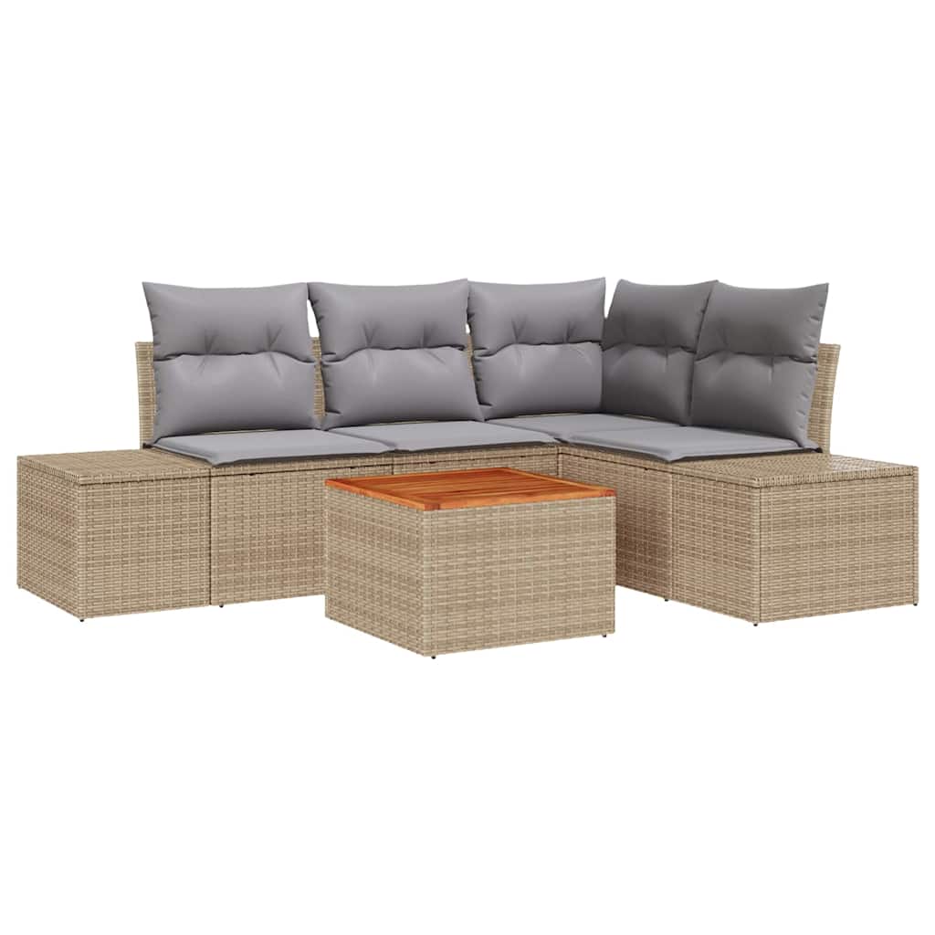 Ensemble De Canapé De Jardin 5 Pc Polyrotin