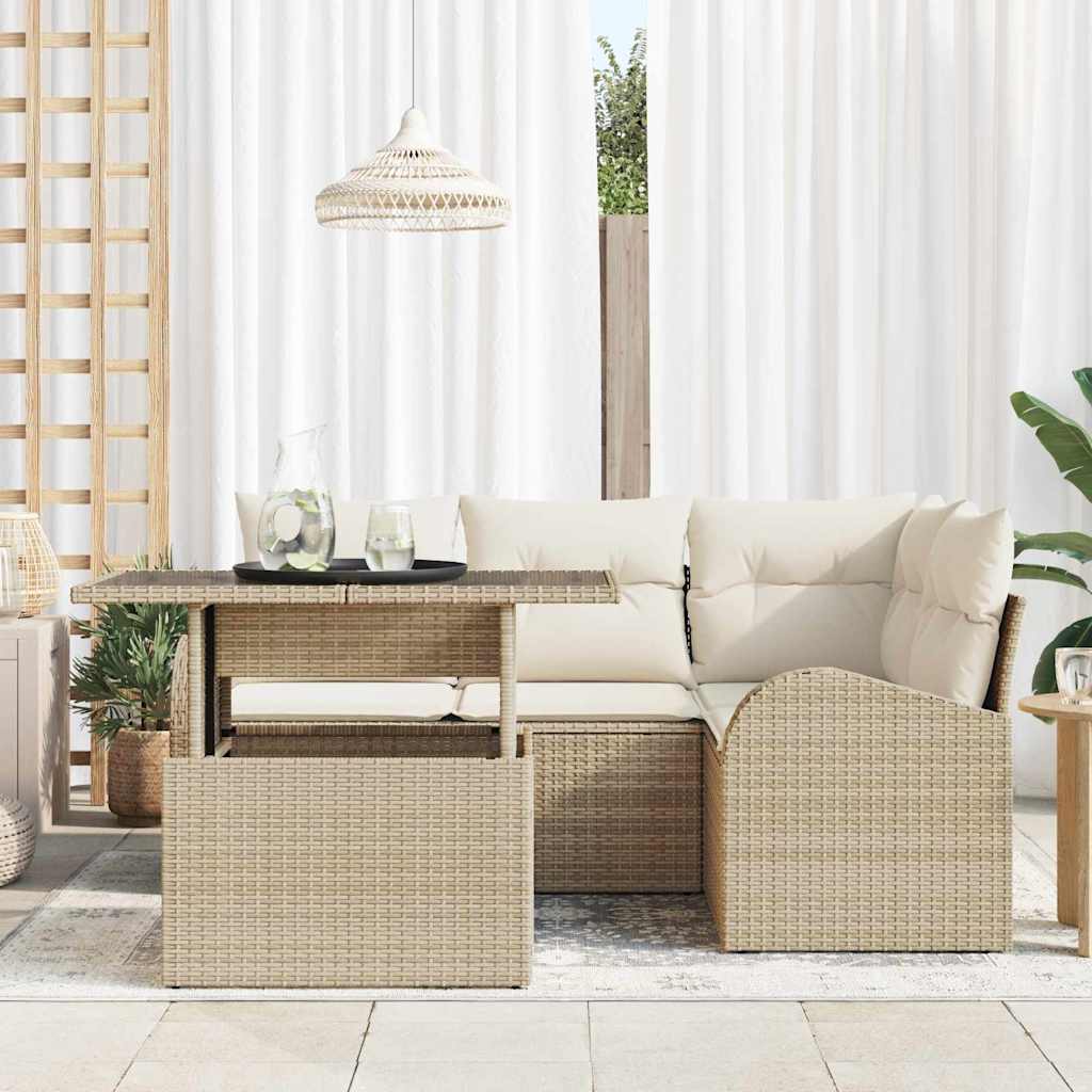 Ensemble De Canapé De Jardin 5 Pc 4-Nombre De Places Beige