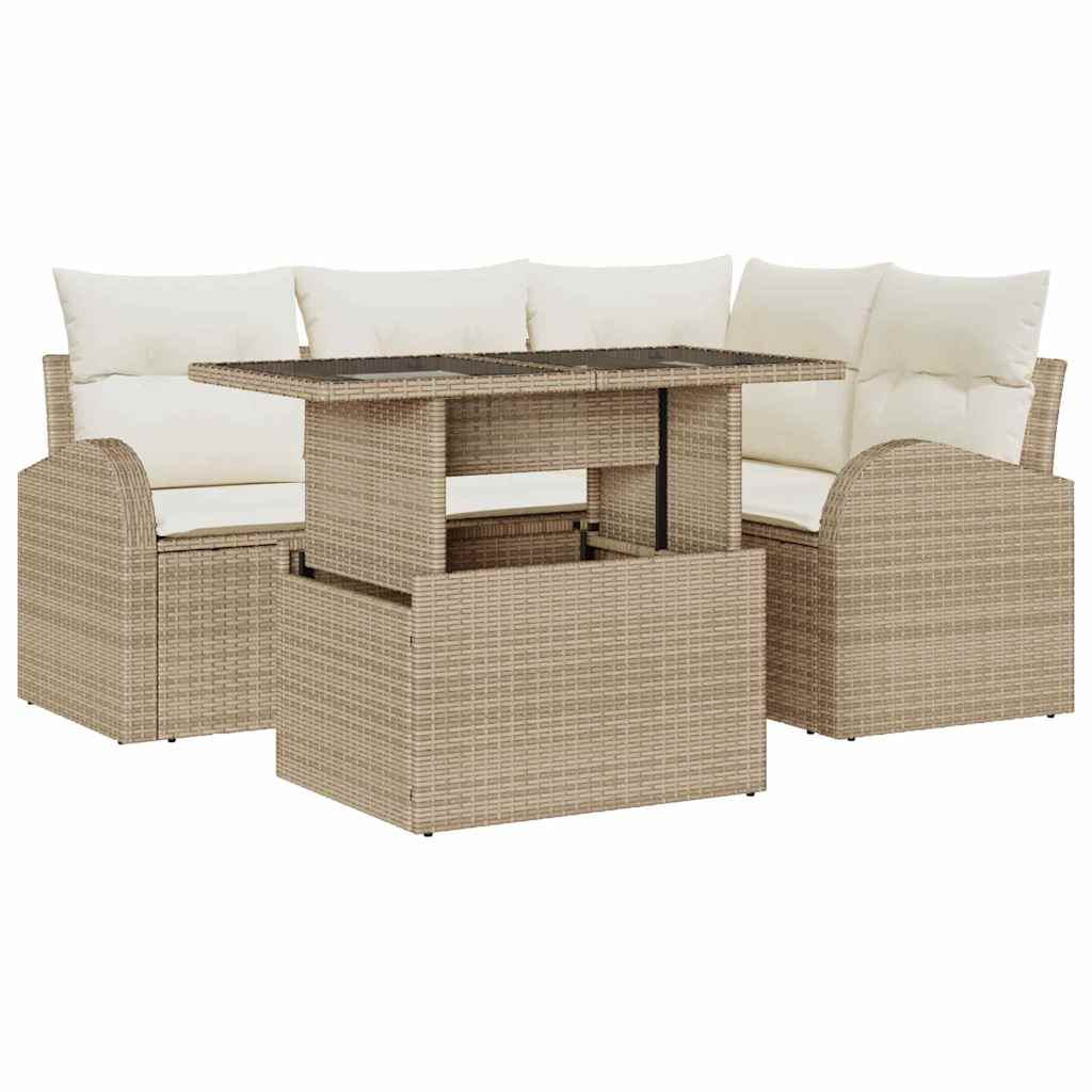 Ensemble De Canapé De Jardin 5 Pc 4-Nombre De Places Beige