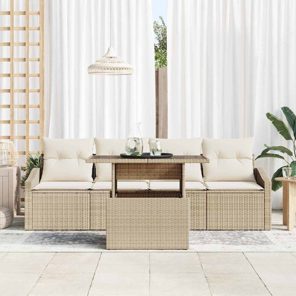 Ensemble De Canapé De Jardin 5 Pc Beige Polyrotin