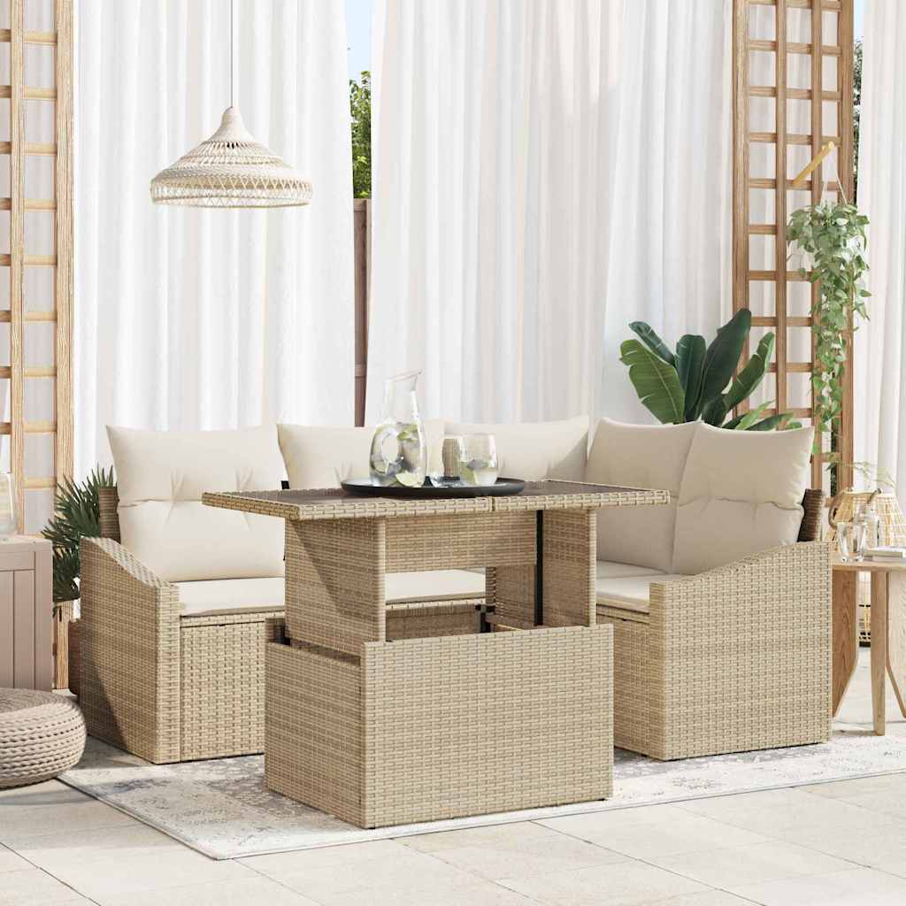 Ensemble De Canapé De Jardin 5 Pc Beige Et Crème