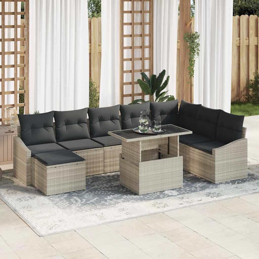 Ensemble De Canapé De Jardin 9 Pc Et Gris Foncé