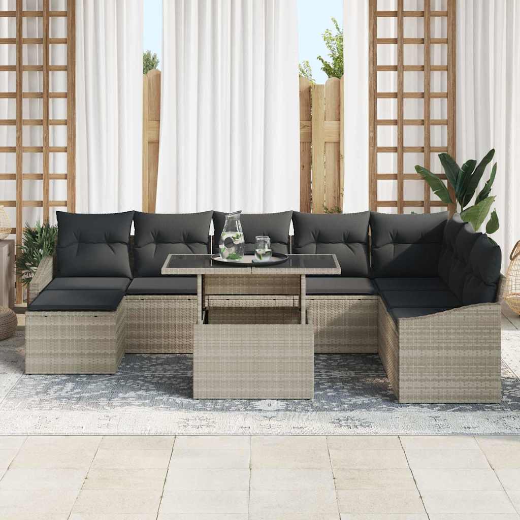 Ensemble De Canapé De Jardin 9 Pc Et Gris Foncé