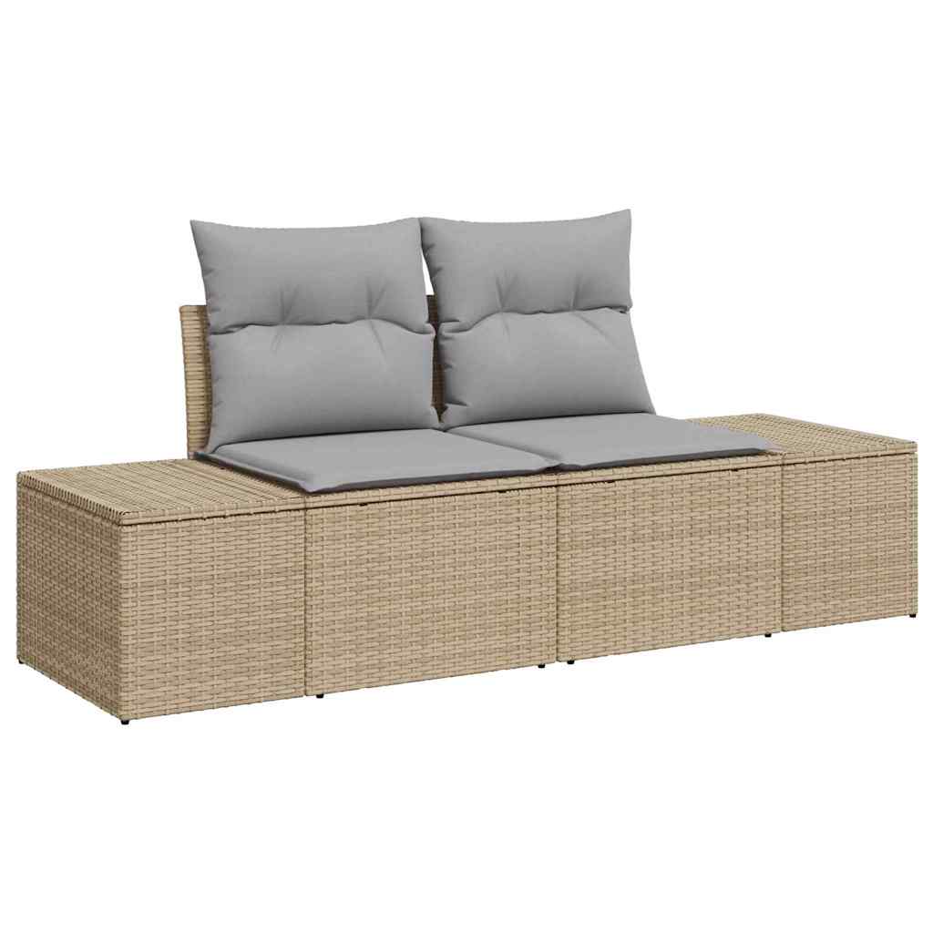 Ensemble De Canapé De Jardin 7 Pc Beige Poly Rotin