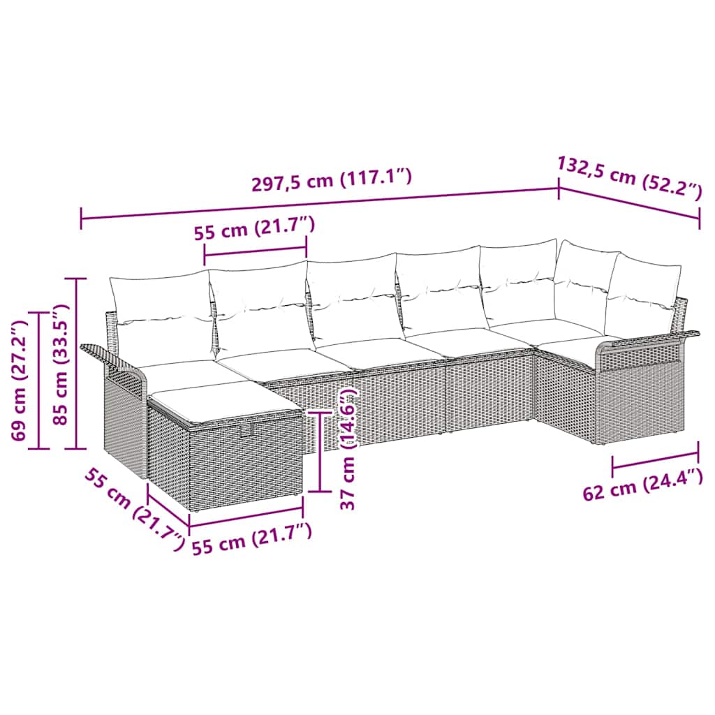 Ensemble De Canapé De Jardin 7 Pc Polyrotin