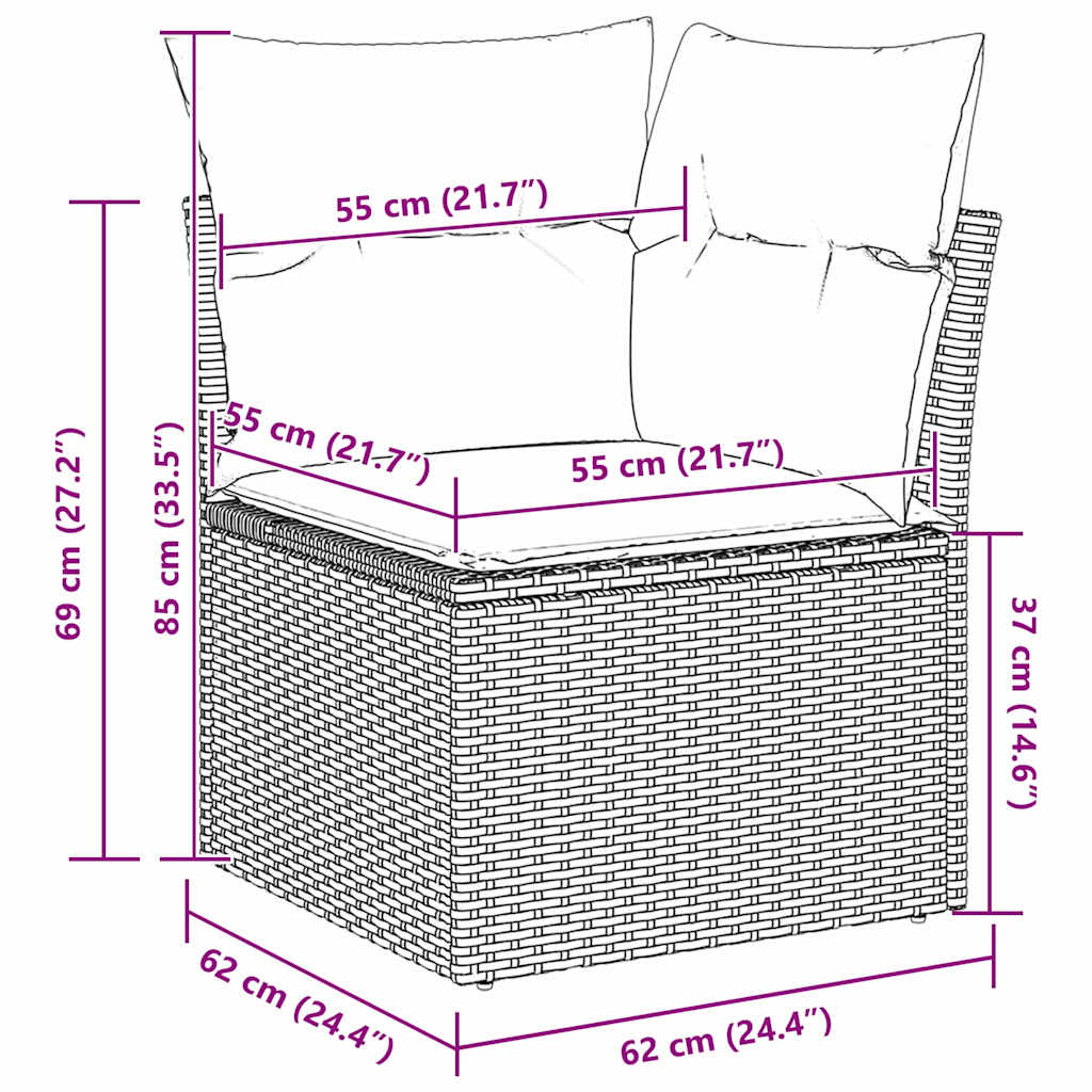 Ensemble De Canapé De Jardin 7 Pc Polyrotin