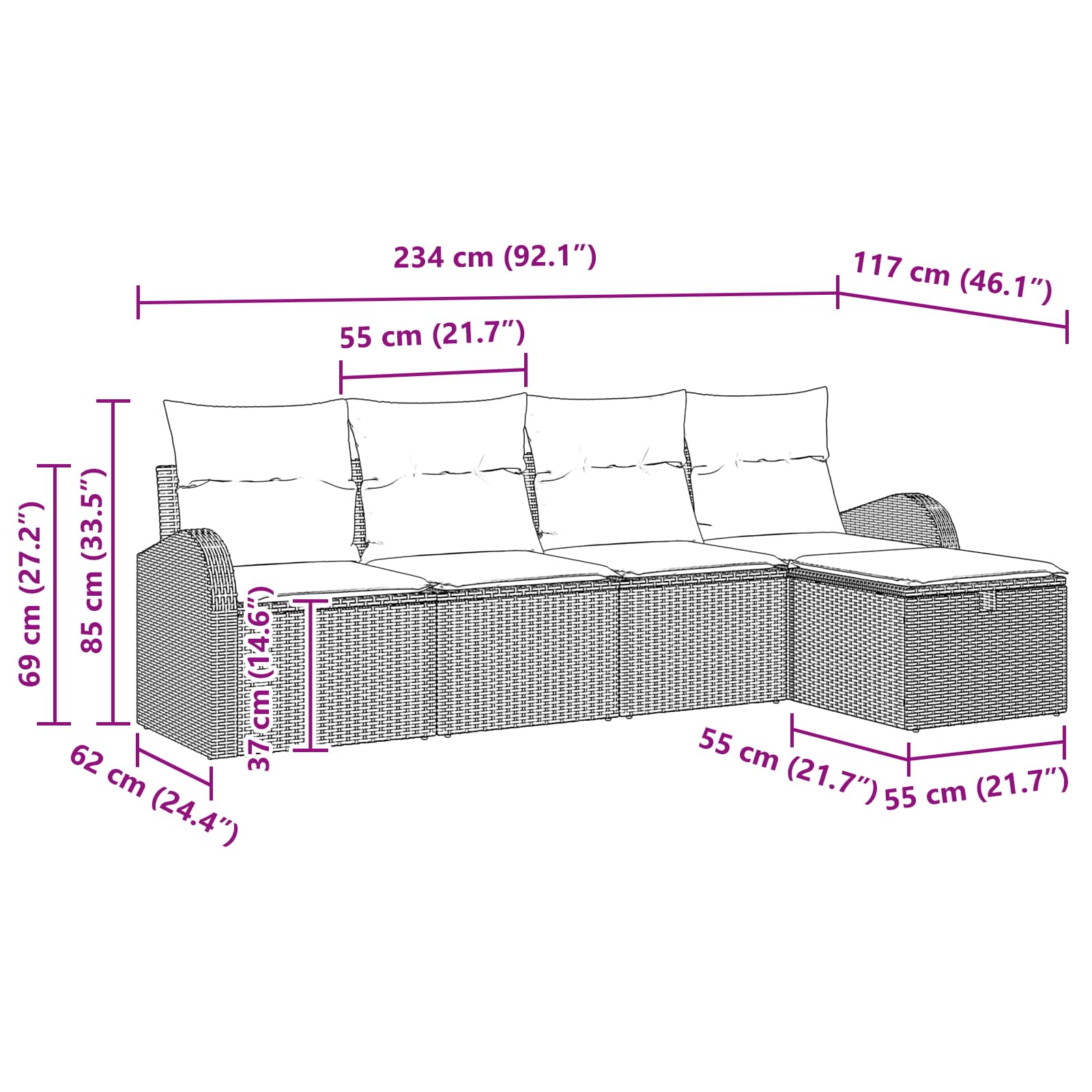 Ensemble De Canapés 5 Pc Polyrotin
