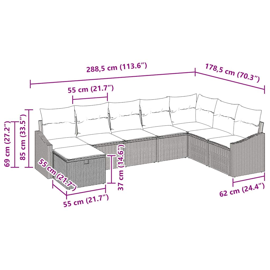 Ensemble De Canapé De Jardin 8 Pc Polyrotin