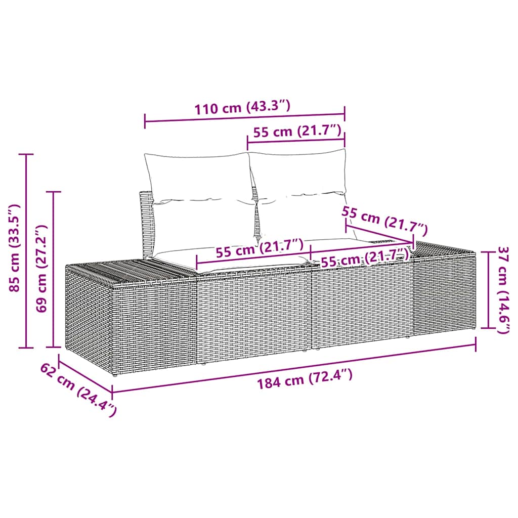 Ensemble De Canapé De Jardin 6 Pc Polyrotin