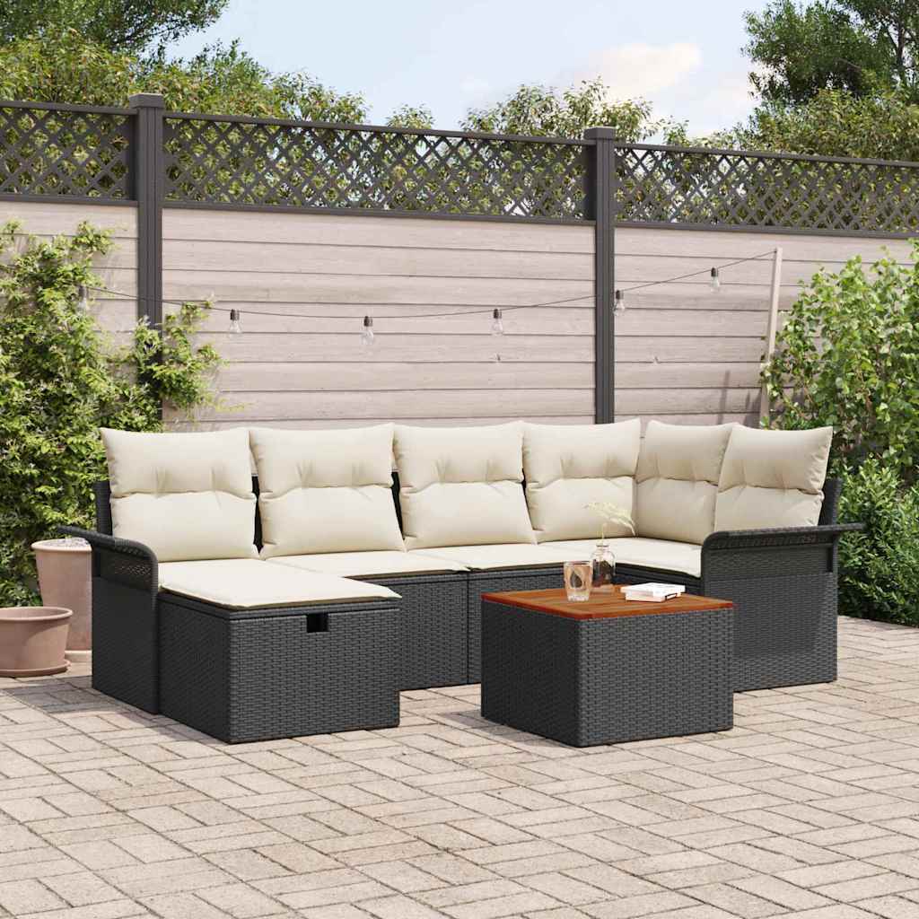 Ensemble De Canapé De Jardin 7 Pc Poly Rotin
