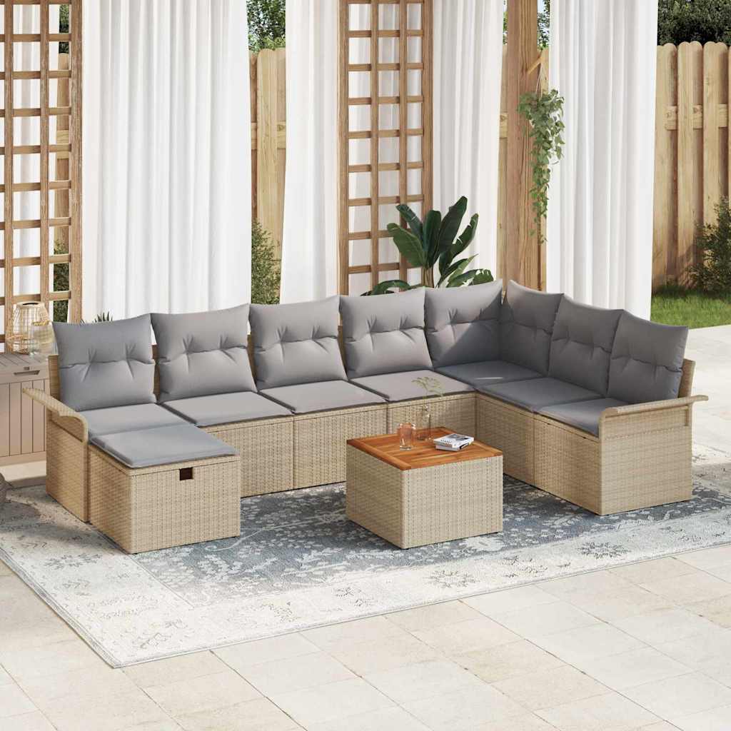 Ensemble De Canapé De Jardin 9 Pc Poly Rotin