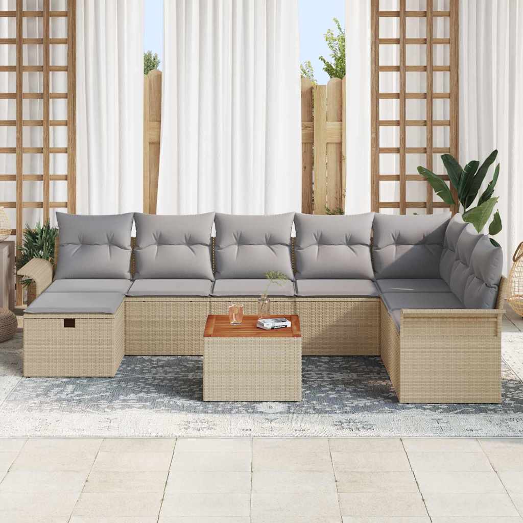 Ensemble De Canapé De Jardin 9 Pc Poly Rotin