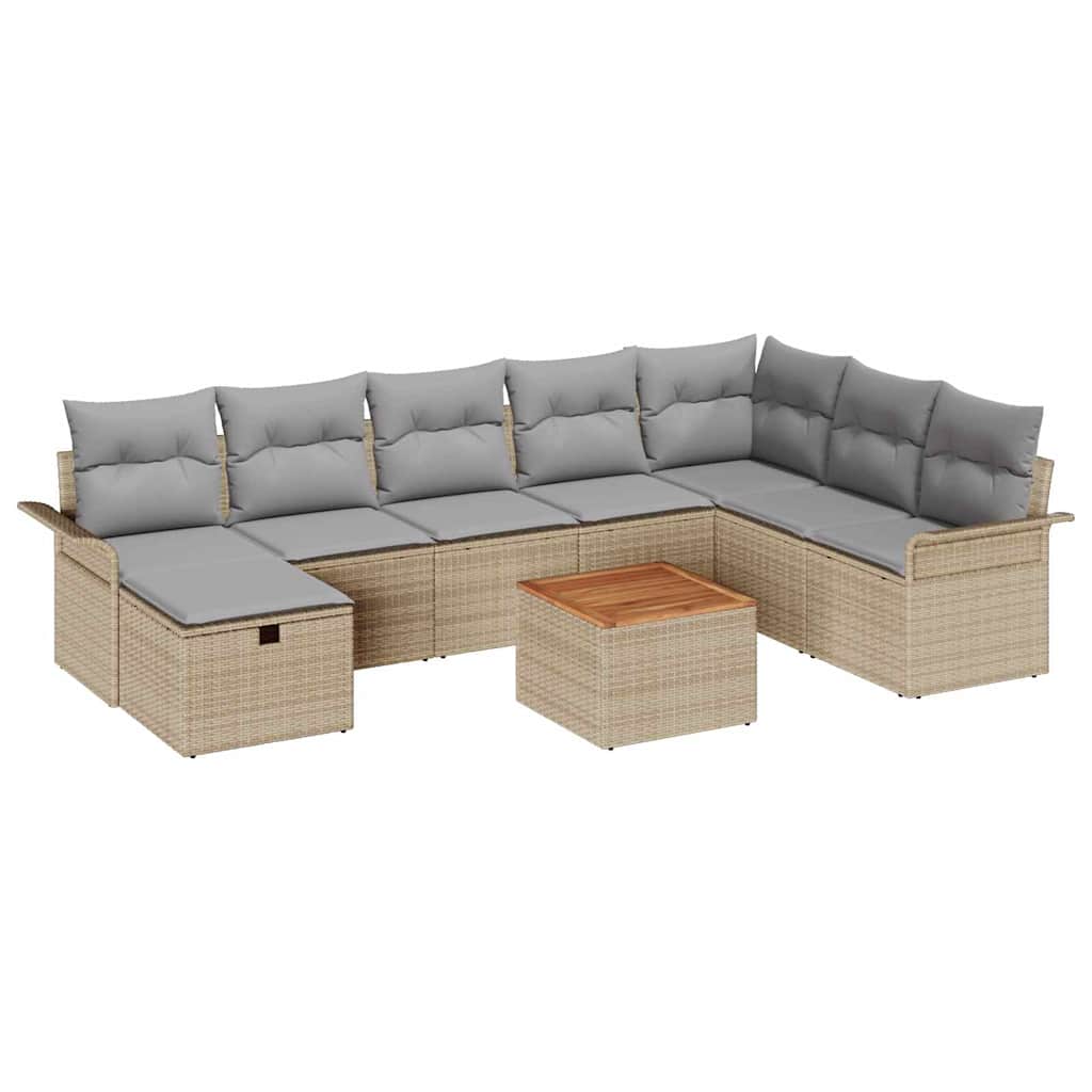 Ensemble De Canapé De Jardin 9 Pc Poly Rotin