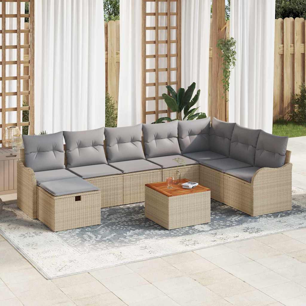 Ensemble De Canapé De Jardin 9 Pc Poly Rotin