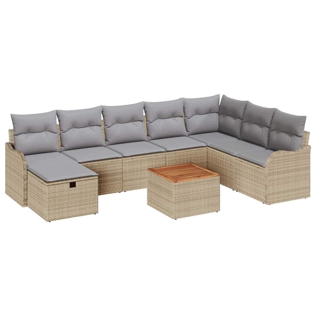 Ensemble De Canapé De Jardin 9 Pc Poly Rotin