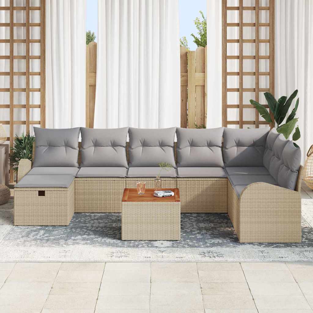 Ensemble De Canapé De Jardin 9 Pc Poly Rotin