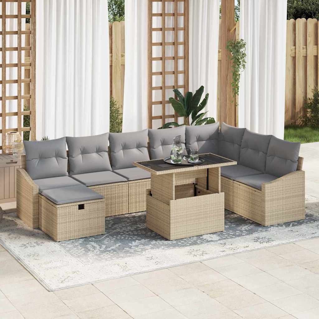 Ensemble De Canapé De Jardin 9 Pc Polyrotin