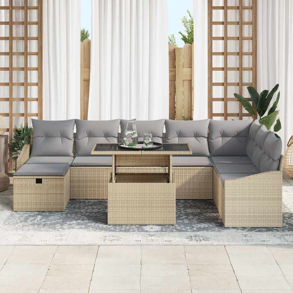 Ensemble De Canapé De Jardin 9 Pc Polyrotin