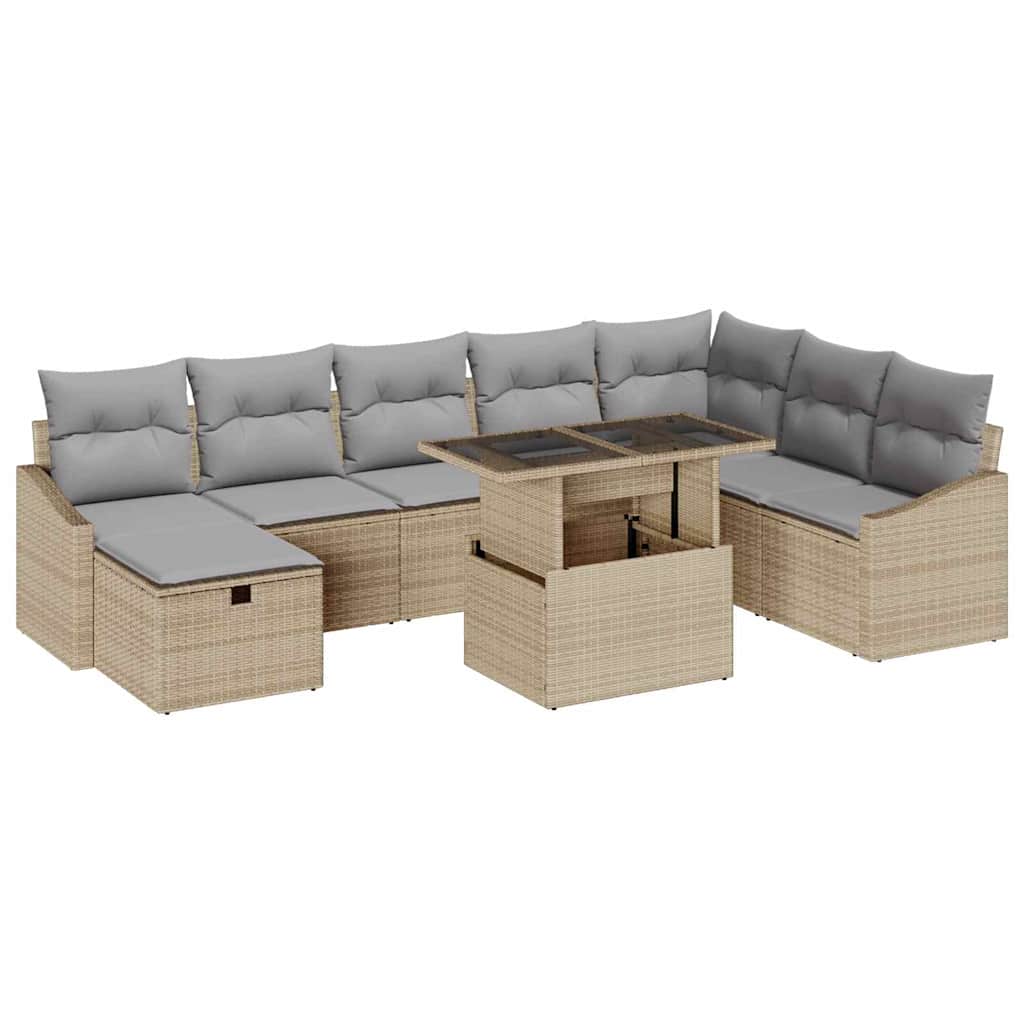 Ensemble De Canapé De Jardin 9 Pc Polyrotin