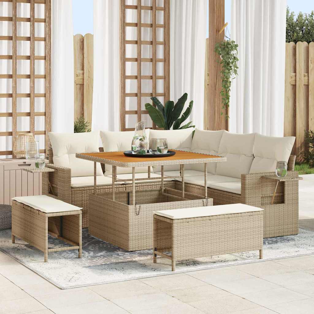 Ensemble De Canapé De Jardin 8 Pc Polyrotin