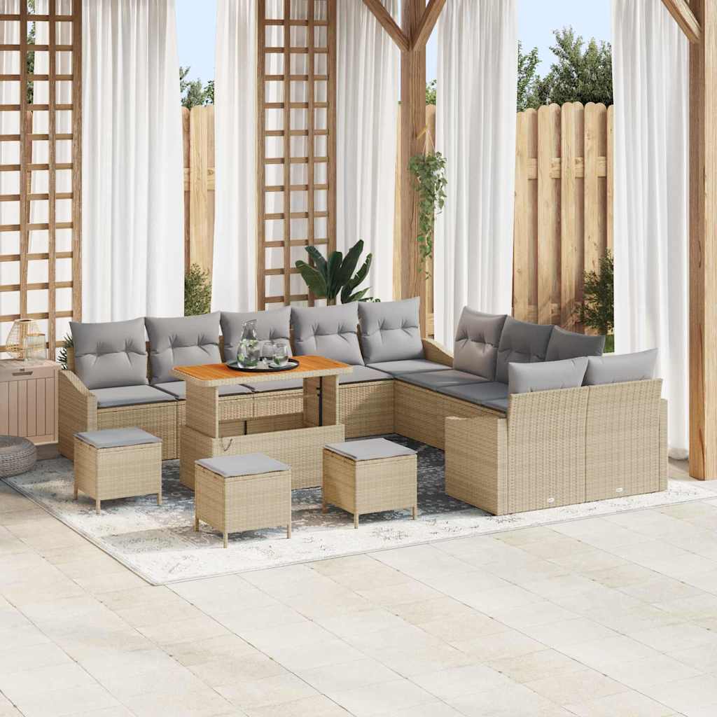 Ensemble De Canapé De Jardin 13 Pcs Poly Rotin