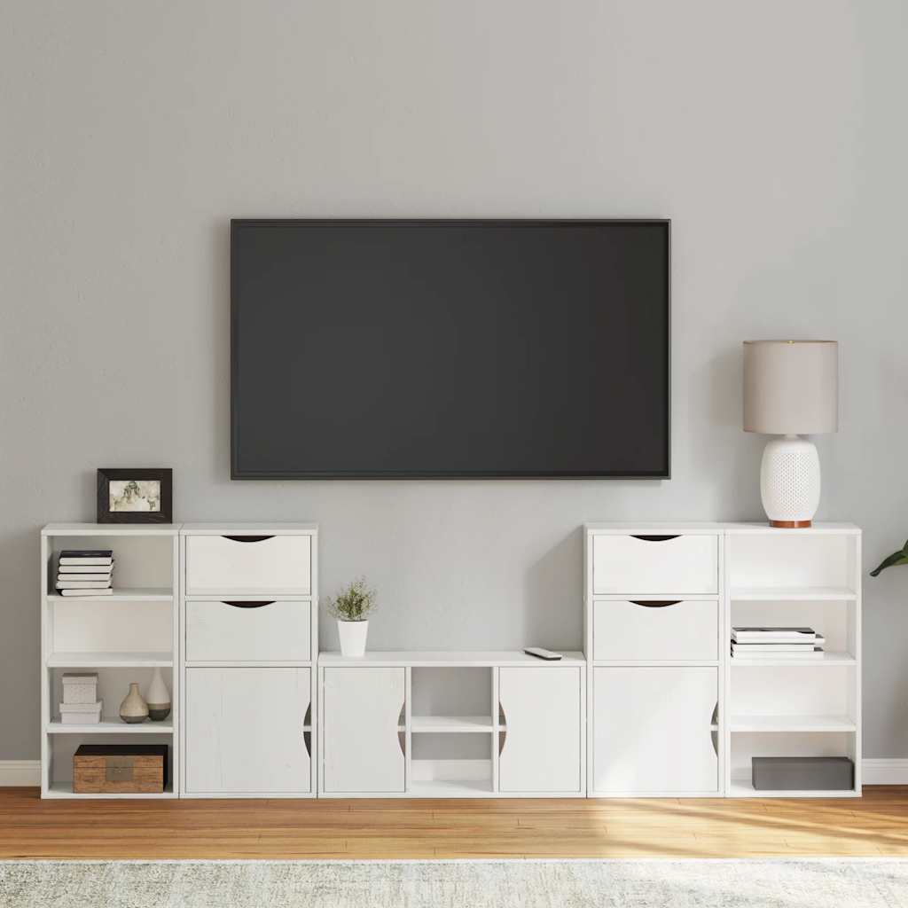 Meubles Tv 4 Pcs Avec Rangement Odda Bois De Pin Massif
