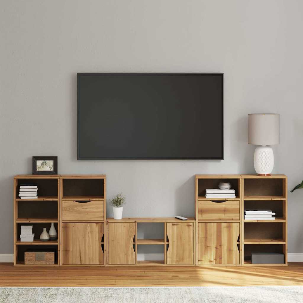 Meubles Tv 4 Pcs Avec Rangement Odda Bois De Pin Massif