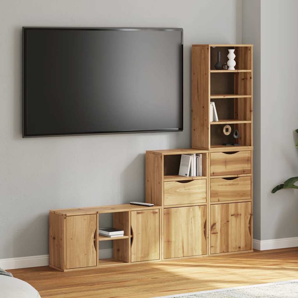 Meubles Tv 4 Pcs Avec Rangement Odda Bois De Pin Massif