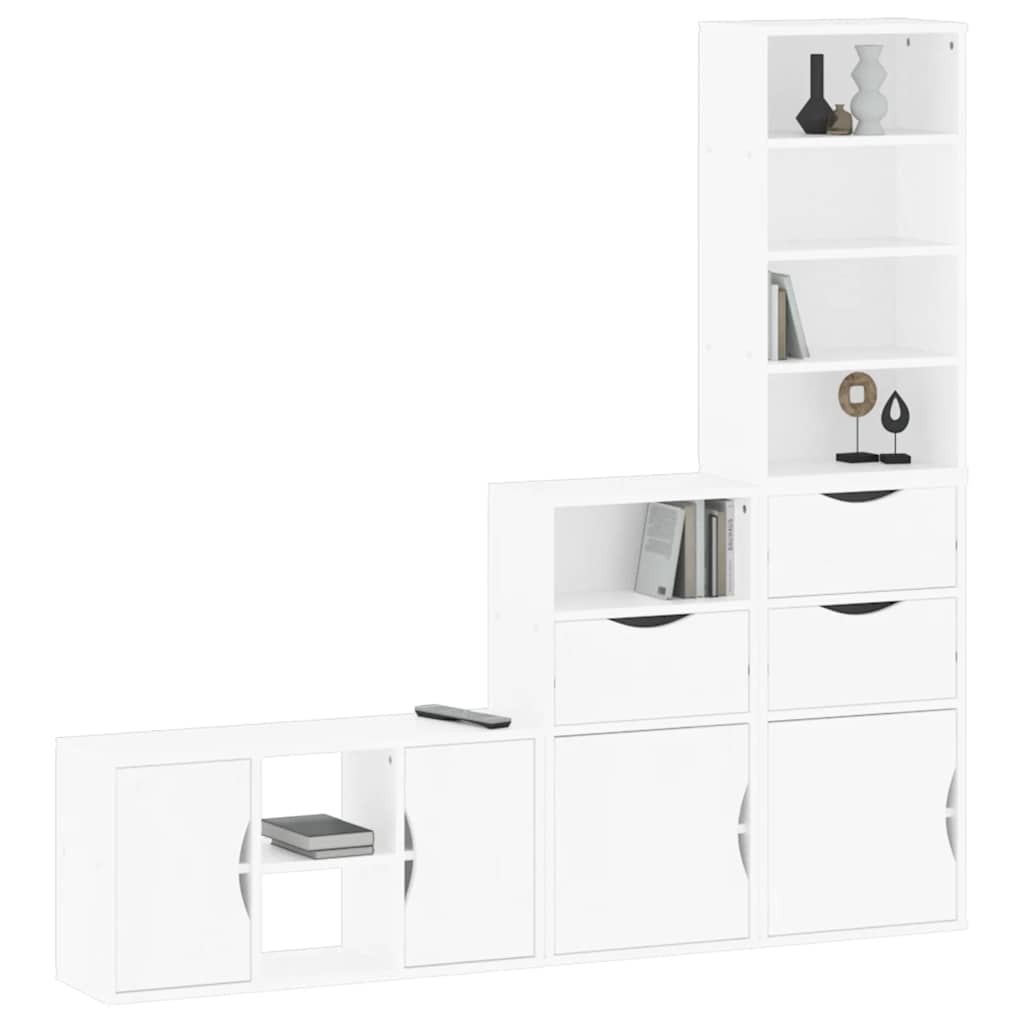 Meubles Tv 4 Pcs Avec Rangement Odda Bois De Pin Massif