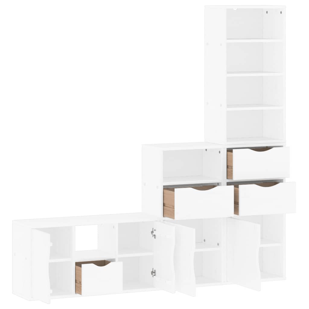 Meubles Tv 4 Pcs Avec Rangement Odda Bois De Pin Massif