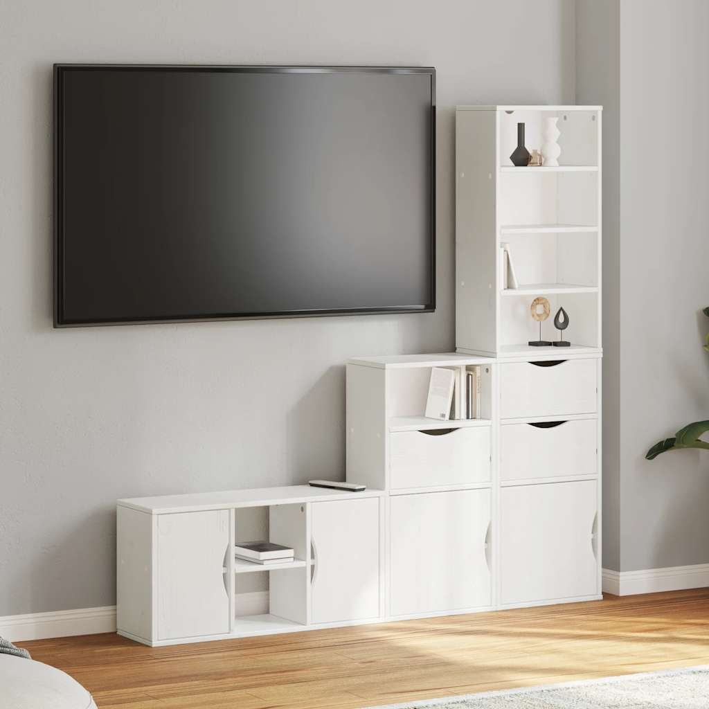 Meubles Tv 4 Pcs Avec Rangement Odda Bois De Pin Massif
