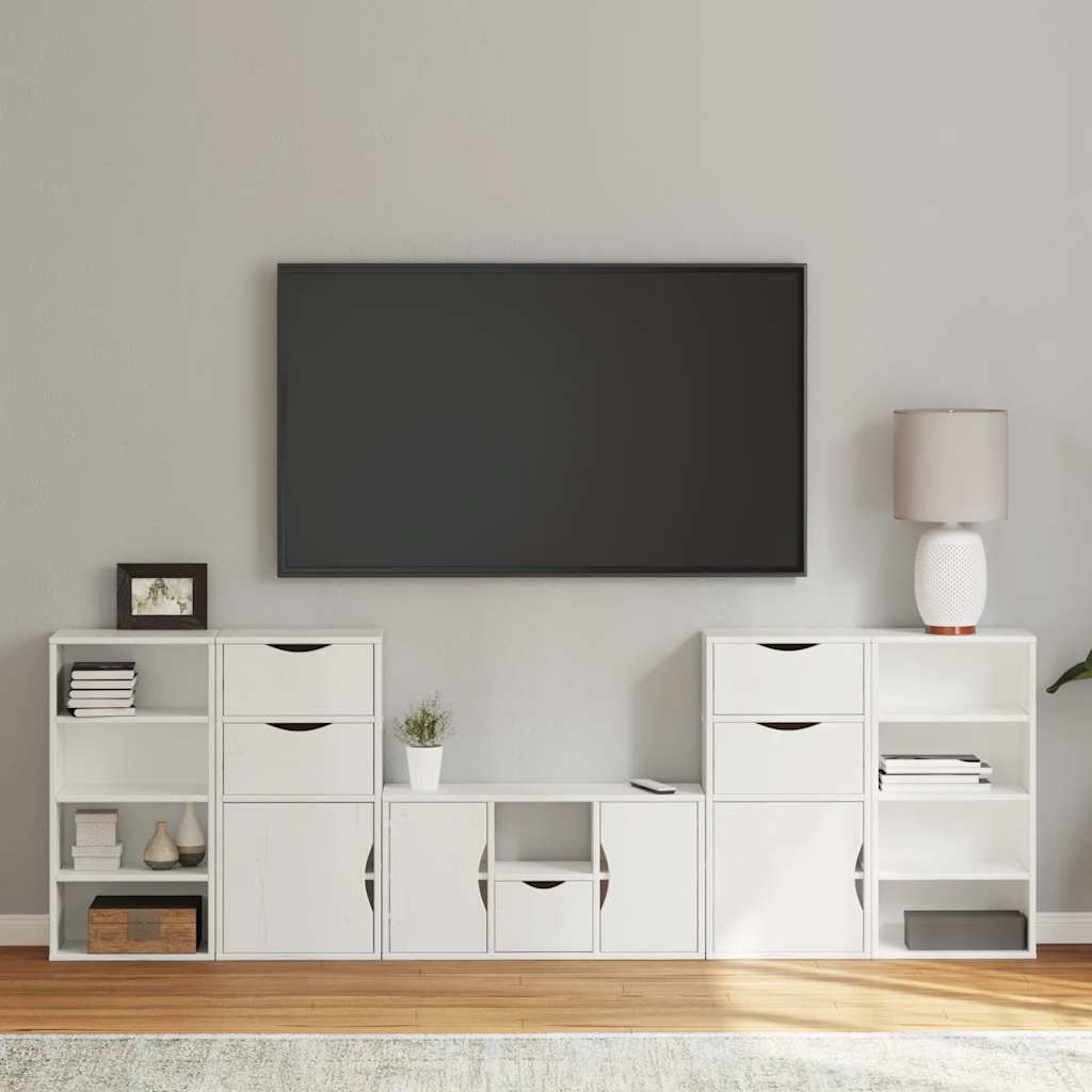 Meubles Tv 4 Pcs Avec Rangement Odda Bois De Pin Massif