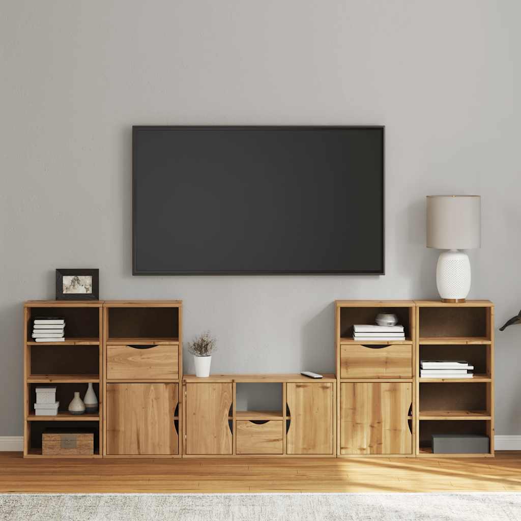Meubles Tv 4 Pcs Avec Rangement Odda Bois De Pin Massif