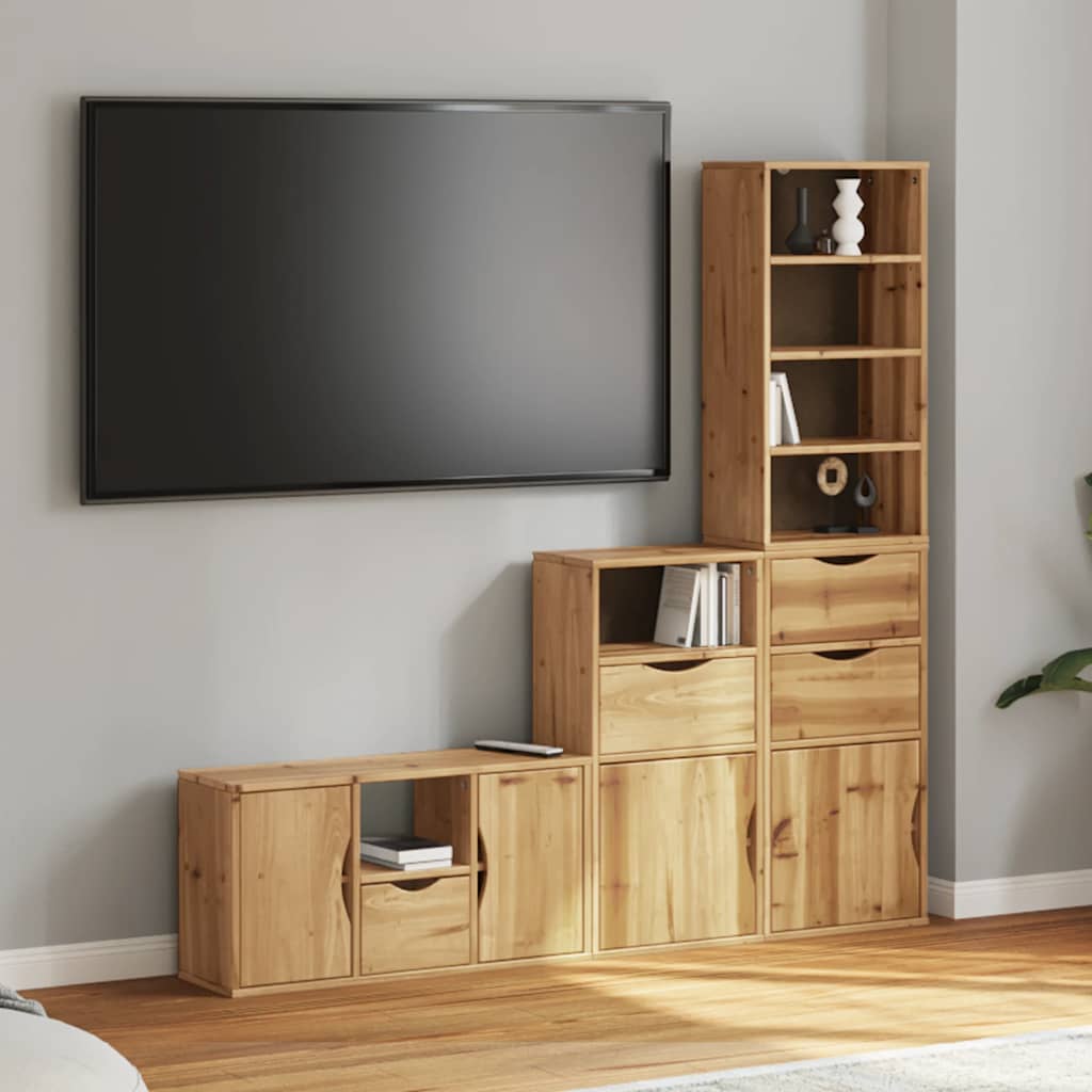 Meubles Tv 4 Pcs Avec Rangement Odda Bois De Pin Massif