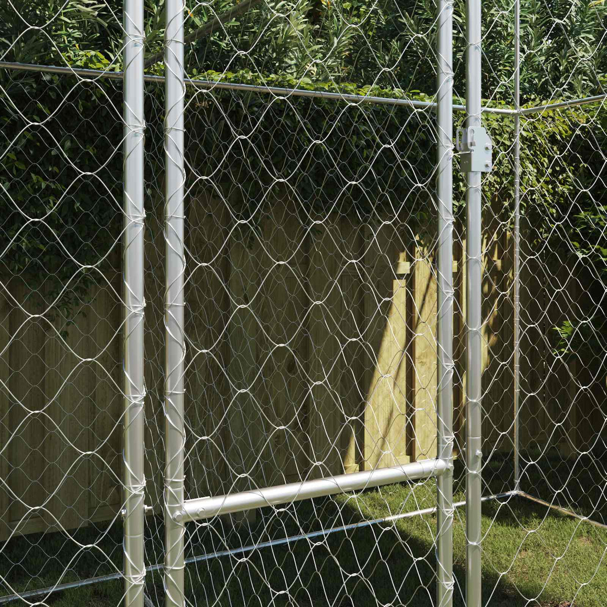 Cage Pour Chien Avec Toit Argenté 400 X 200 X 256 Cm