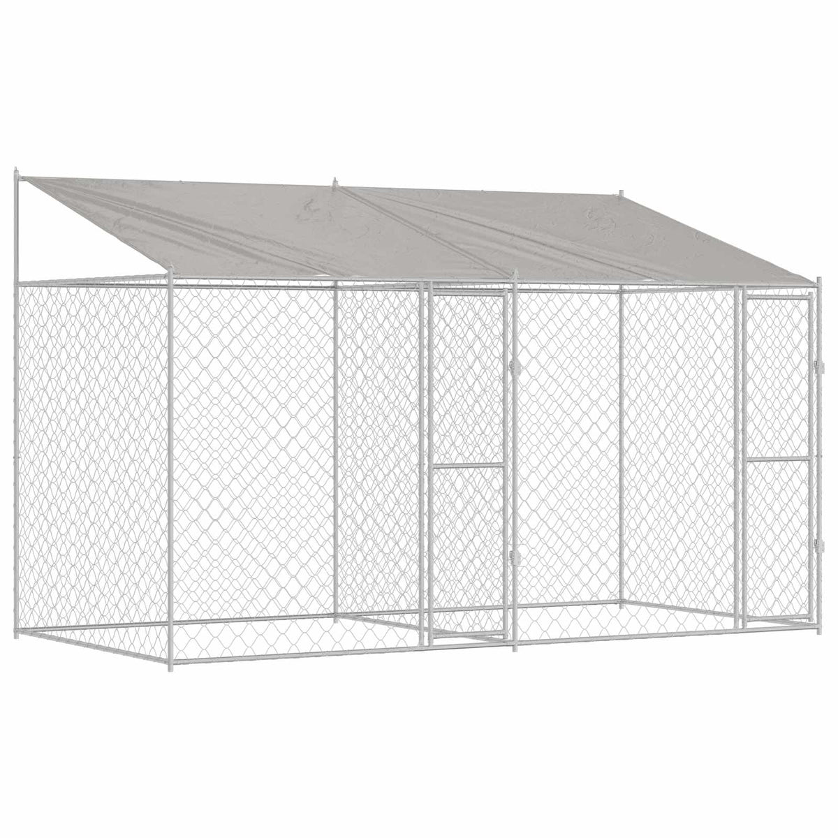 Cage Pour Chien Avec Toit Argenté 400 X 200 X 256 Cm