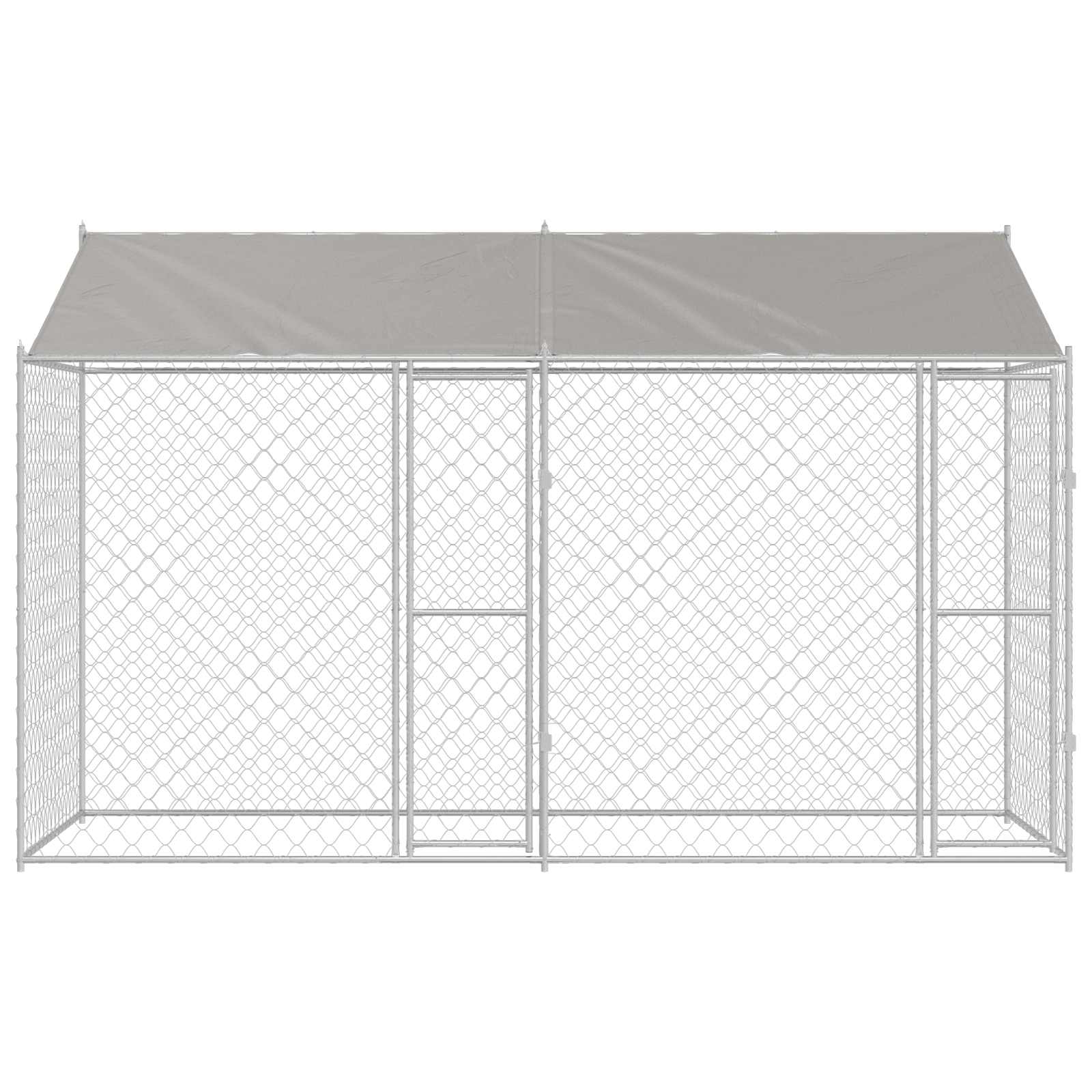 Cage Pour Chien Avec Toit Argenté 400 X 200 X 256 Cm