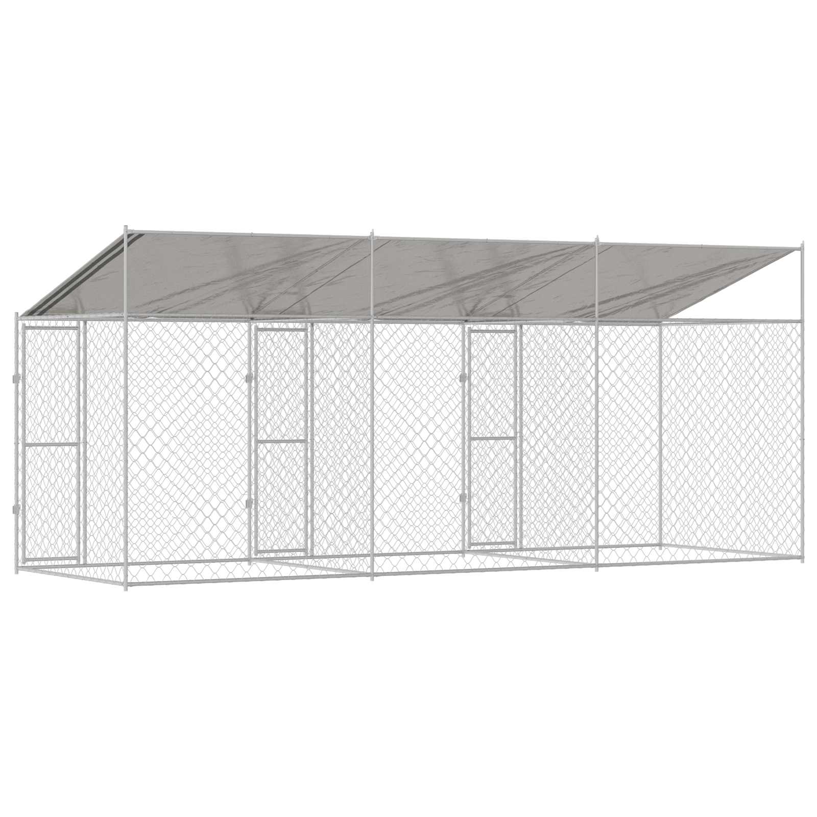 Cage Pour Chien Avec Toit Argenté 600 X 200 X 256 Cm