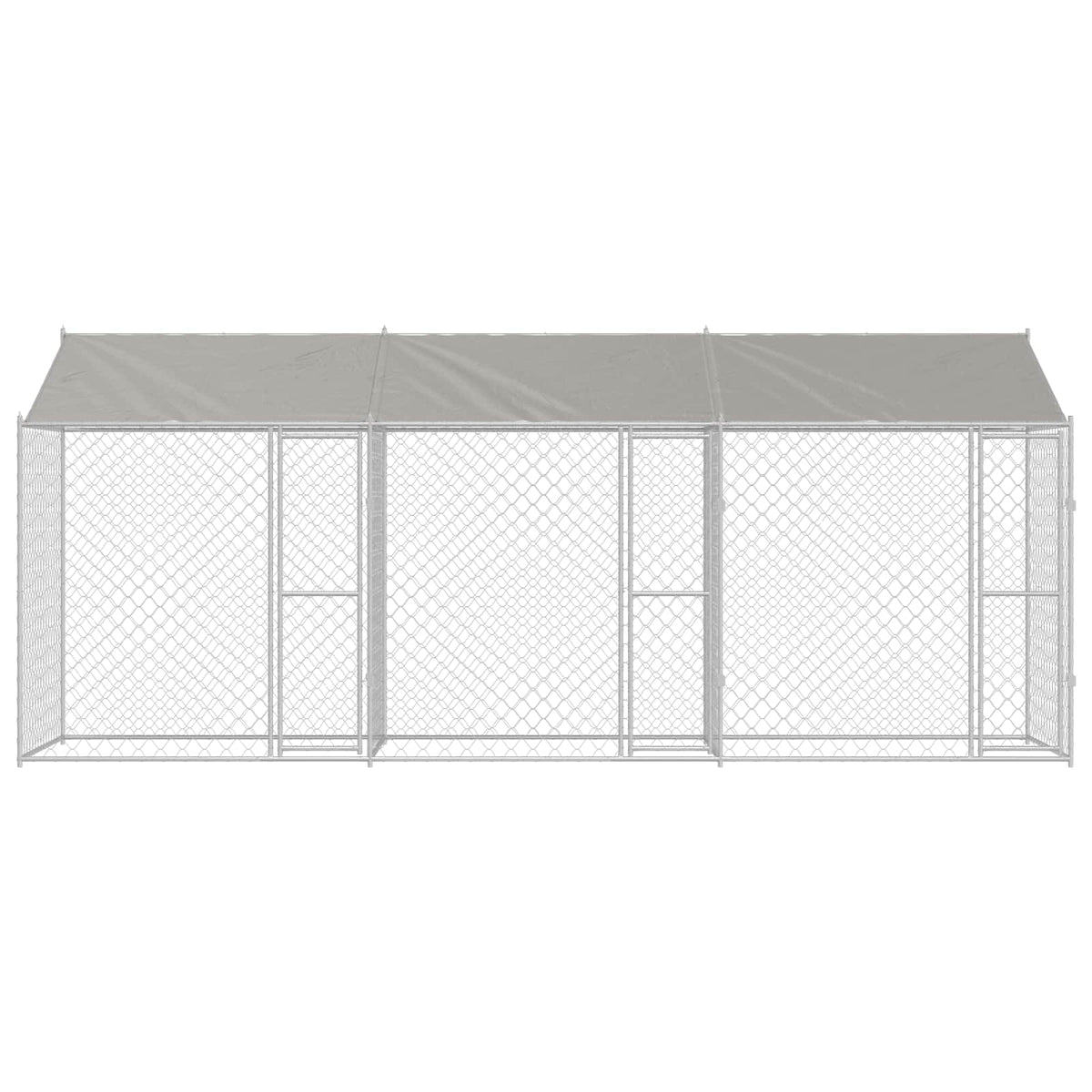 Cage Pour Chien Avec Toit Argenté 600 X 200 X 256 Cm