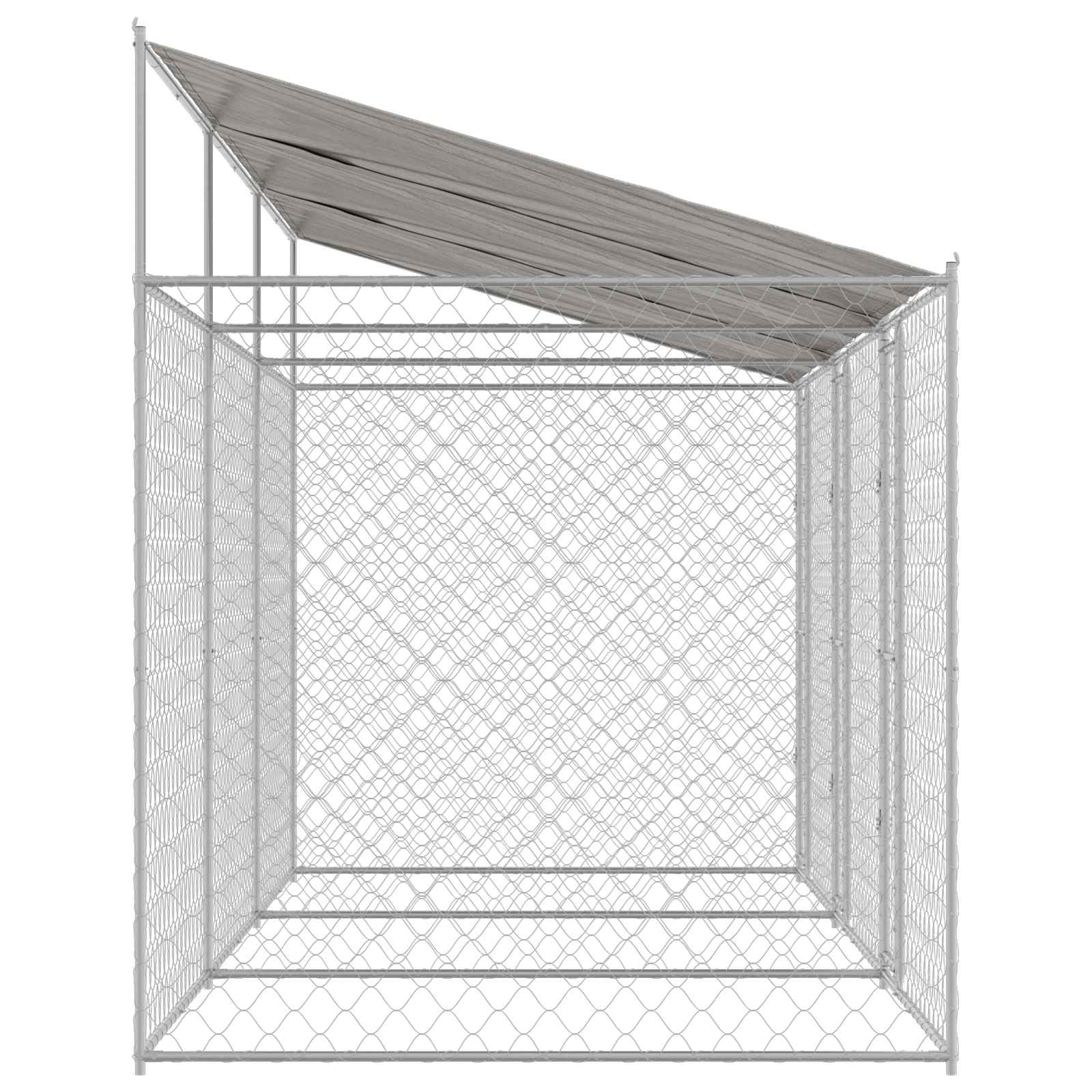 Cage Pour Chien Avec Toit Argenté 600 X 200 X 256 Cm