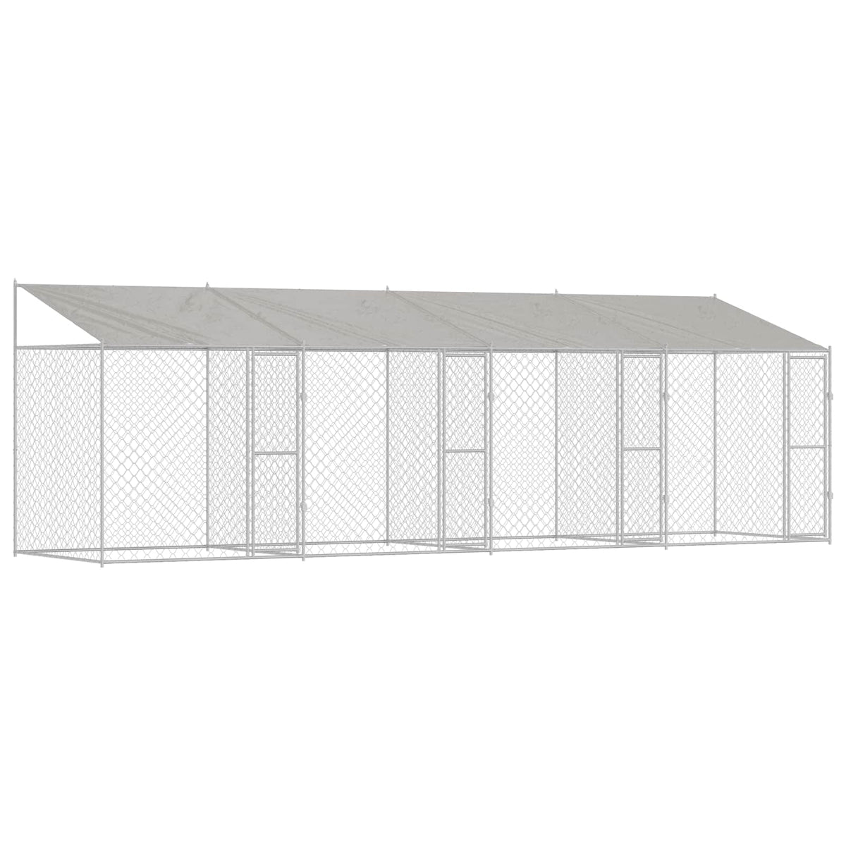 Cage Pour Chien Avec Toit Argenté 800 X 200 X 256 Cm