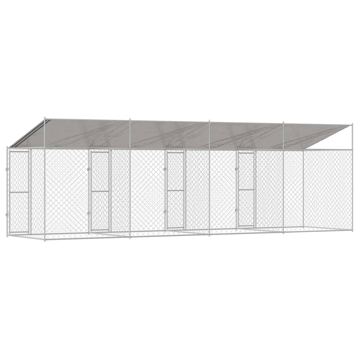 Cage Pour Chien Avec Toit Argenté 800 X 200 X 256 Cm