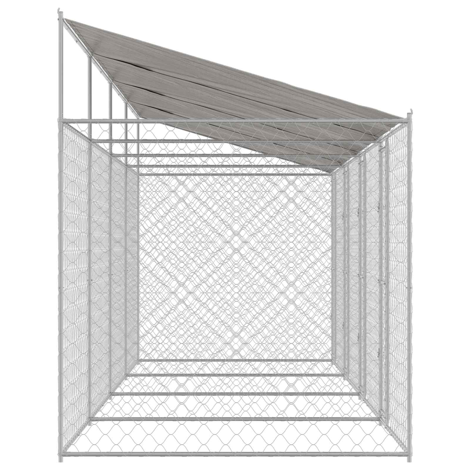 Cage Pour Chien Avec Toit Argenté 800 X 200 X 256 Cm