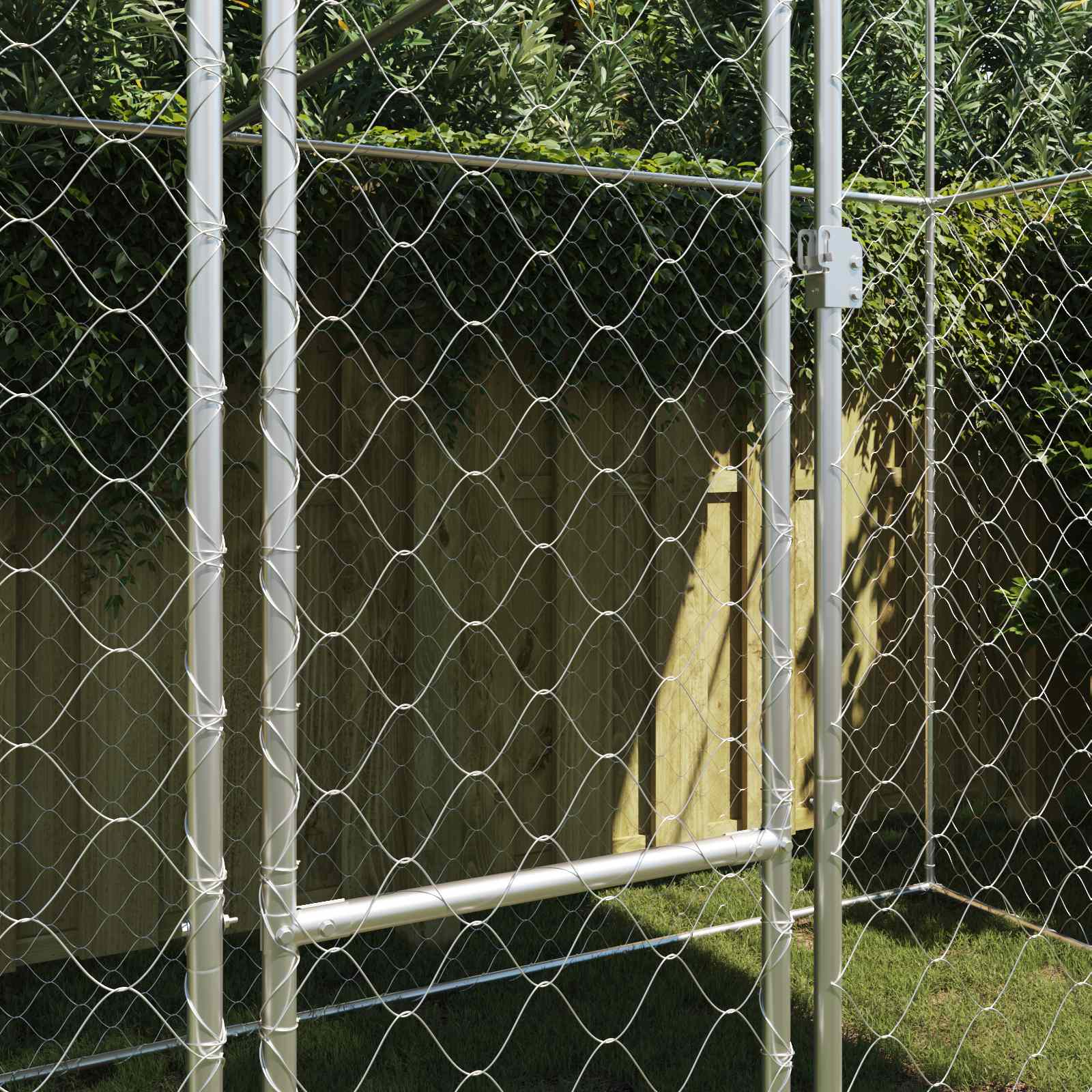 Cage Pour Chien Avec Toit Argenté 400 X 200 X 256 Cm
