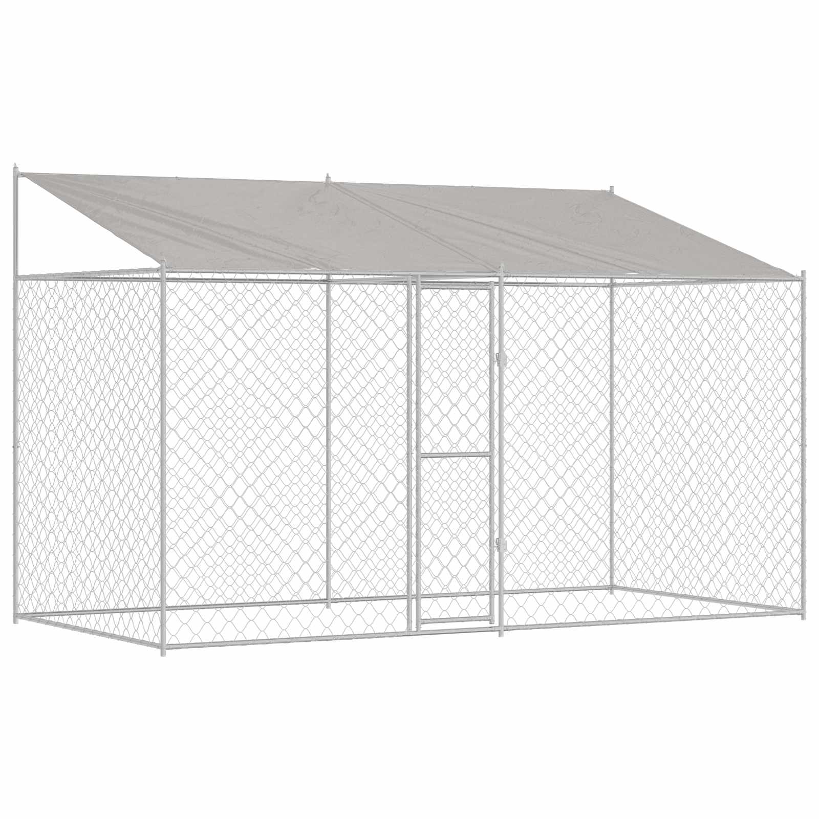 Cage Pour Chien Avec Toit Argenté 400 X 200 X 256 Cm